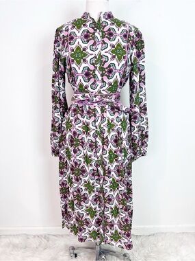 BEYOND BY VERA WHITE PINK GREEN BUTTON FRONT TIE BELT DRESS MEDIUM
NWT